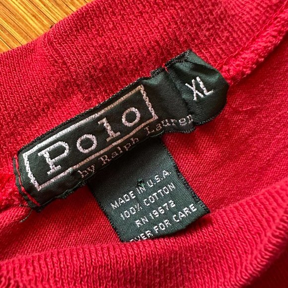 Vintage 80s Polo by Ralph‎ Lauren Made USA Men Red Green Navy Long Sleeve Shirt - Picture 7 of 7